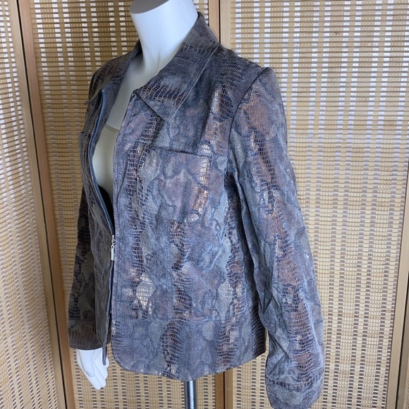 🔷Birch Hill Metallic Snakeskin Print Cropped Lightweight Jacket Size Small - Picture 4 of 8